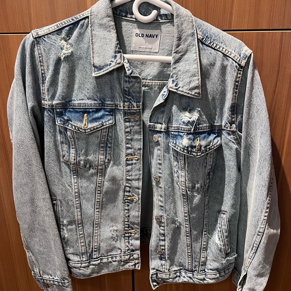 Old Navy Light Blue Distressed Denim Jacket